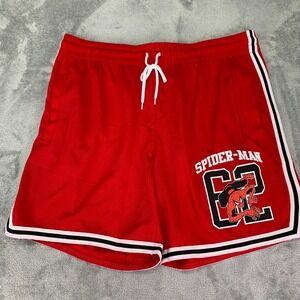 Marvel Spider-Man Basketball Shorts Men's L Red Athletic Mesh Drawstring Pockets
